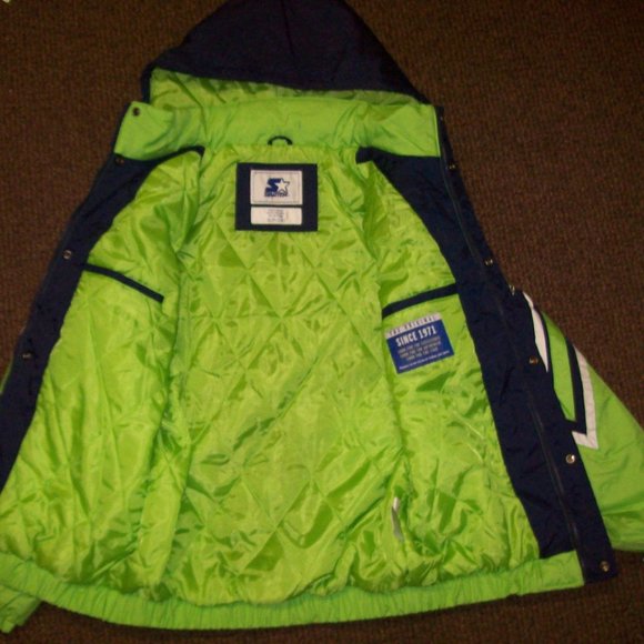 Seattle SEAHAWKS Starter Hooded Jacket S M L XL 2X - Picture 7 of 12
